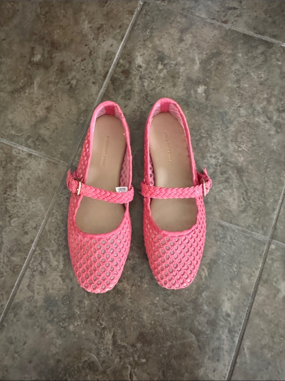 Women’s warm Pink Mary Jane Braided Flats